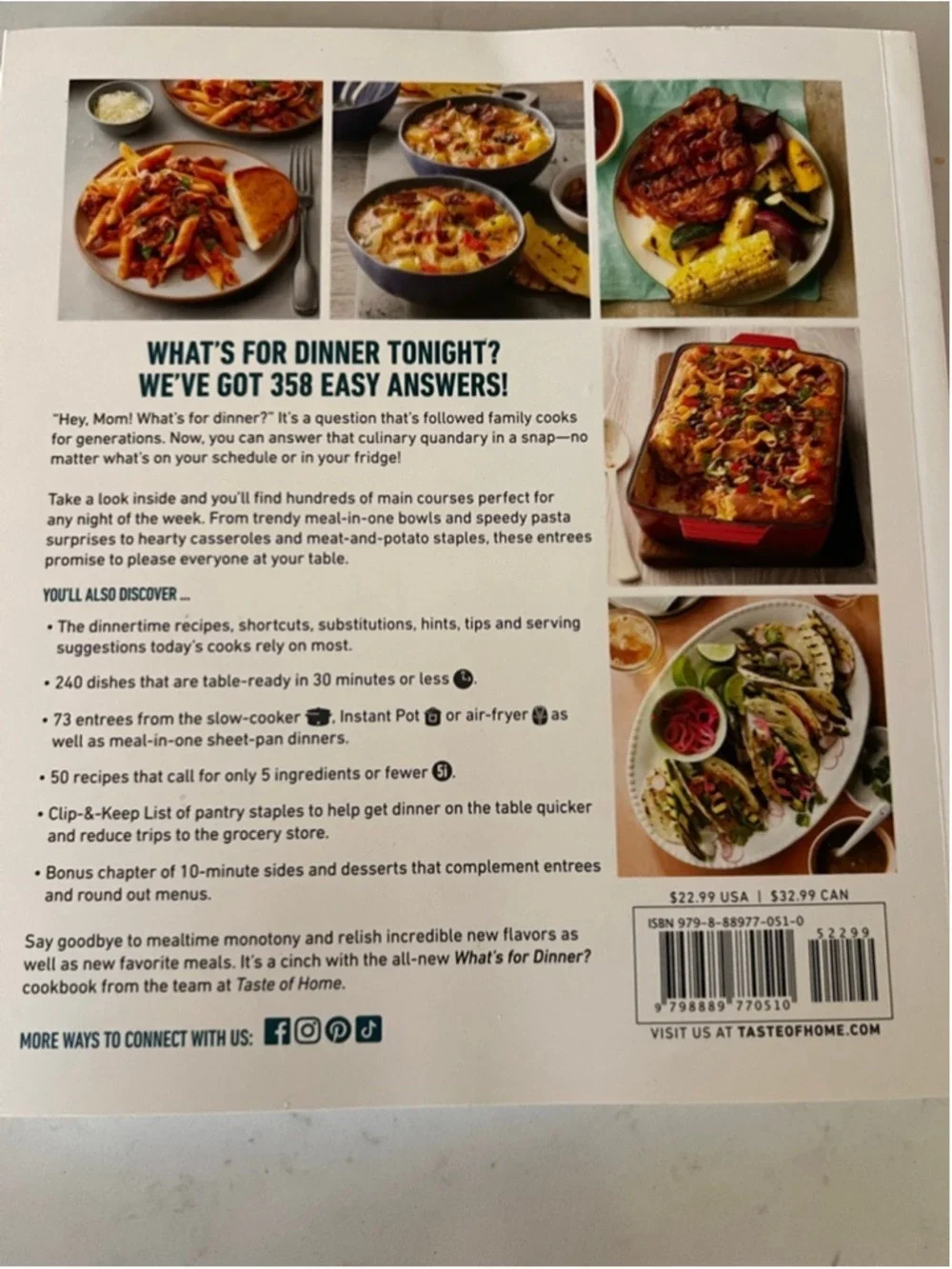 Taste of Home Cookbook What’s for Dinner